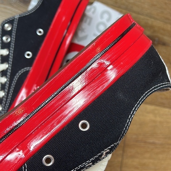 NIB Converse x Commes des Garçons Black & Red Chuck Taylor Sneakers Size 9 - Picture 9 of 11